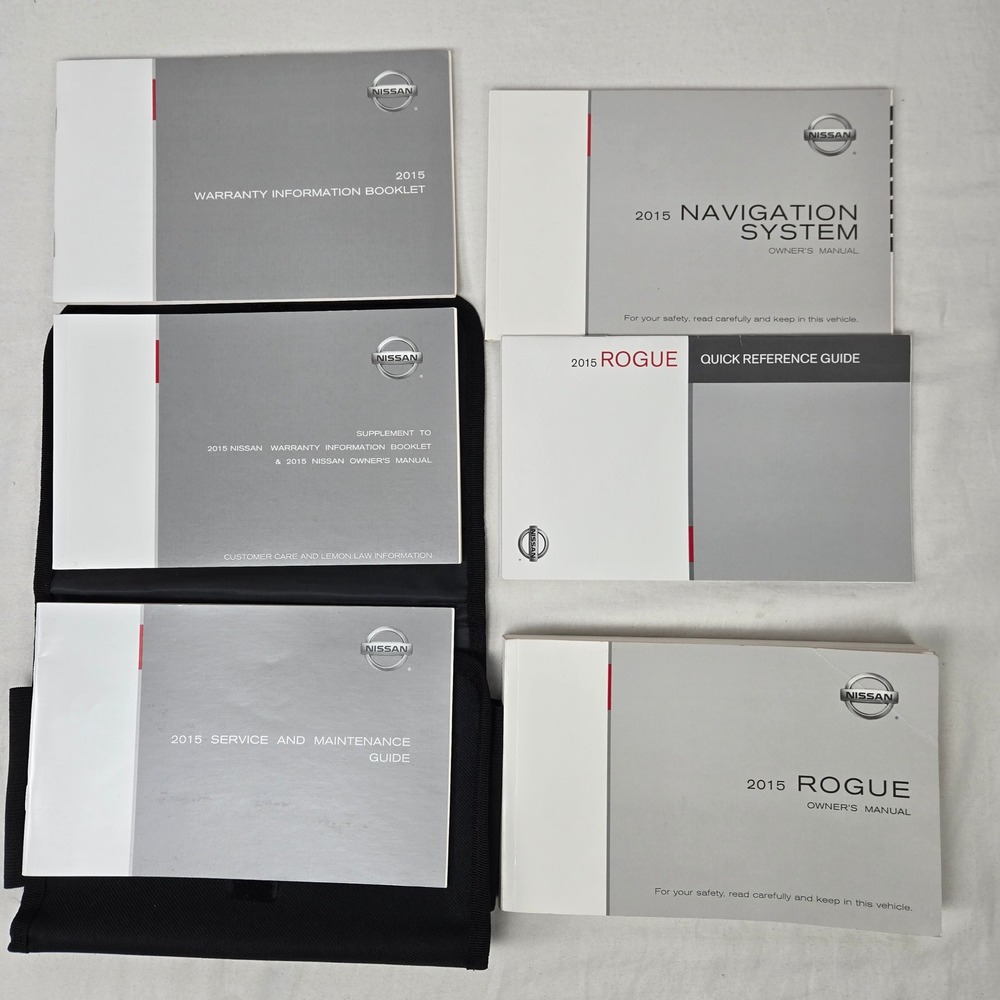 2015 Nissan Rogue Owners Manual Set with Navigation Guide and Case OEM